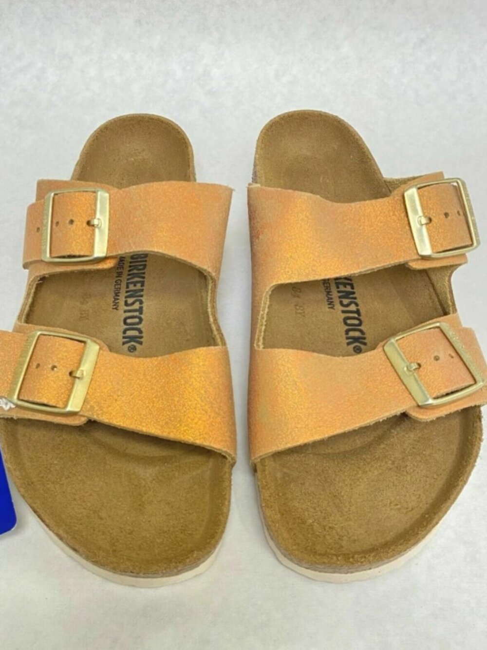 Birkenstock Arizona Washed Metallic Sea Copper Suede Leather Regular Width